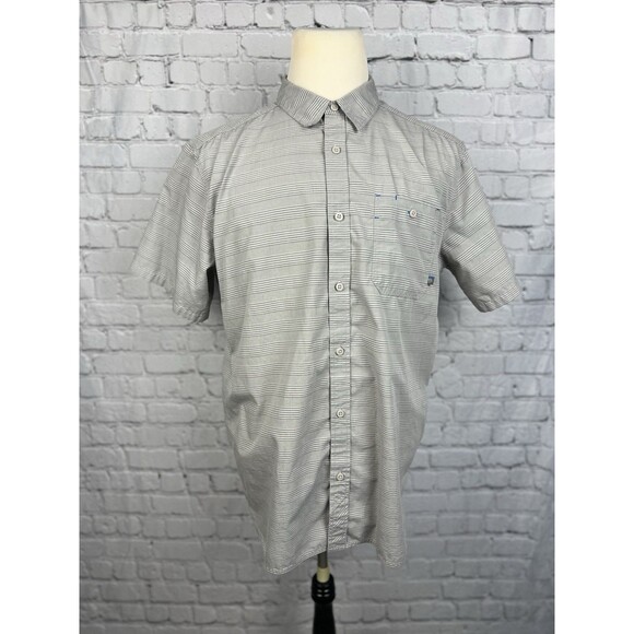 Mountain Hard Wear Men Large Short Sleeve Button Up Shirt Gray Cotton Polyester - Picture 6 of 10